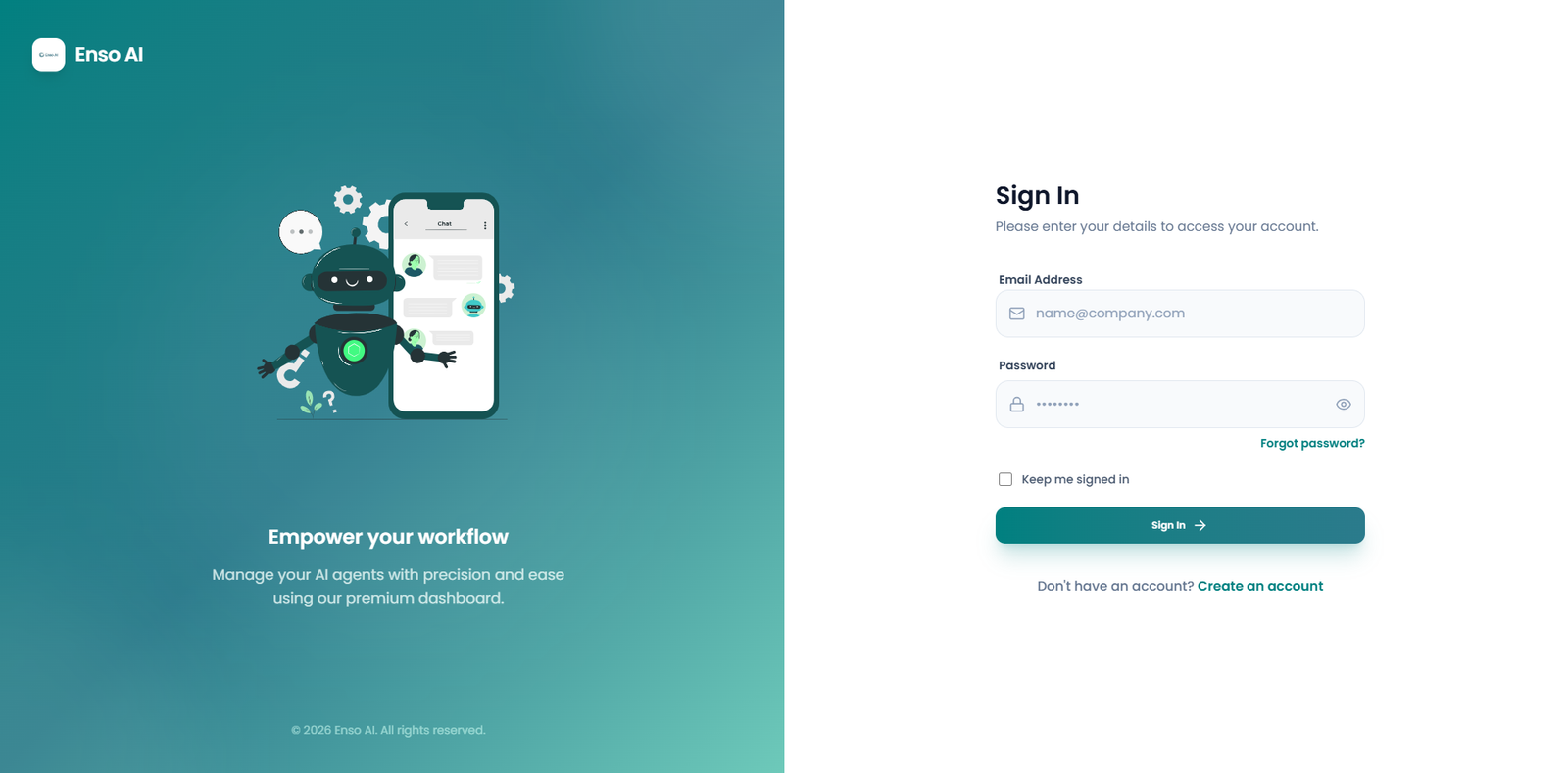 Enso AI agent management dashboard